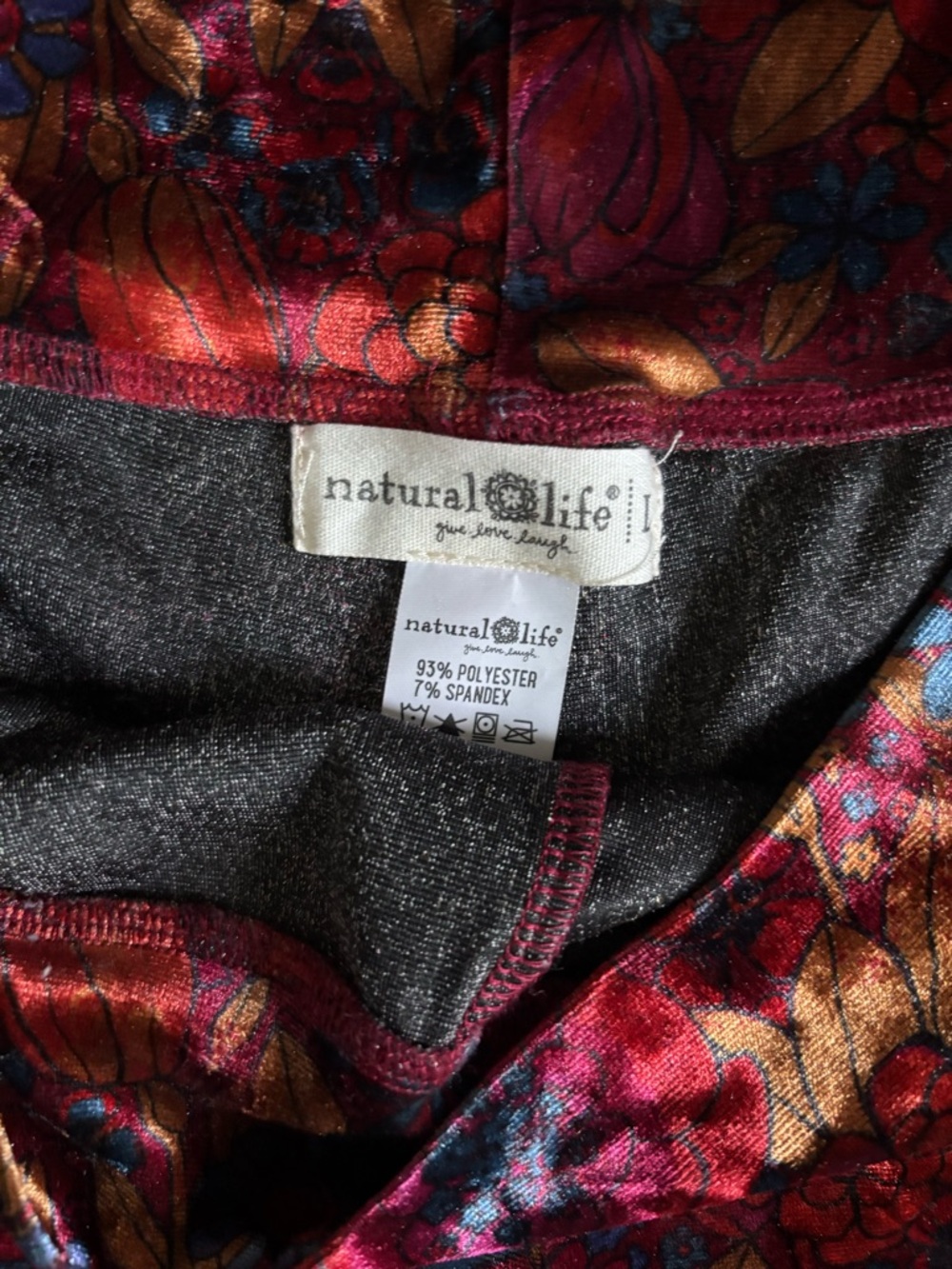 NATURAL LIFE Floral Velvet Bell-Bottoms - Picture 3 of 3
